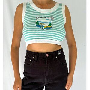 90s vintage striped niagara falls canada graphic retro crop top cropped tank top